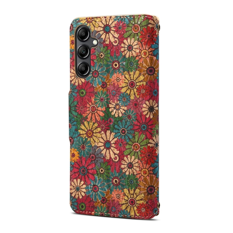 For Samsung Galaxy A13 5G Denior Flower Language Series Cork Fabric Oil Edge Leather Phone Case(Spring) - Galaxy Phone Cases by Denior | Online Shopping UK | buy2fix
