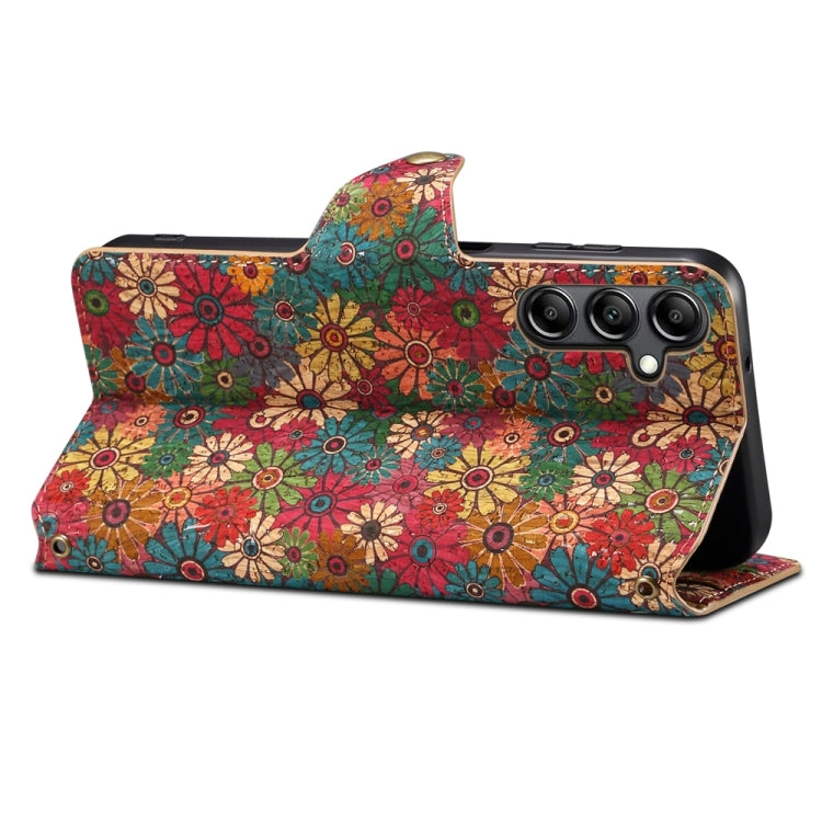 For Samsung Galaxy A13 5G Denior Flower Language Series Cork Fabric Oil Edge Leather Phone Case(Spring) - Galaxy Phone Cases by Denior | Online Shopping UK | buy2fix