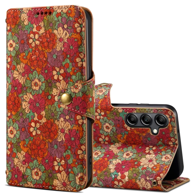 For Samsung Galaxy A13 5G Denior Flower Language Series Cork Fabric Oil Edge Leather Phone Case(Summer) - Galaxy Phone Cases by Denior | Online Shopping UK | buy2fix