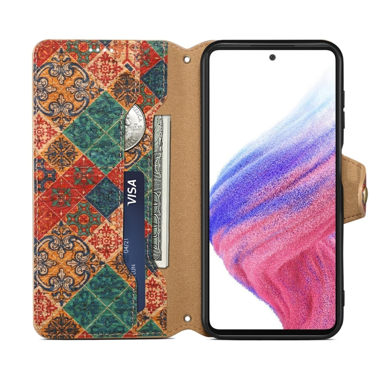 For Samsung Galaxy A13 5G Denior Flower Language Series Cork Fabric Oil Edge Leather Phone Case(Winter) - Galaxy Phone Cases by Denior | Online Shopping UK | buy2fix