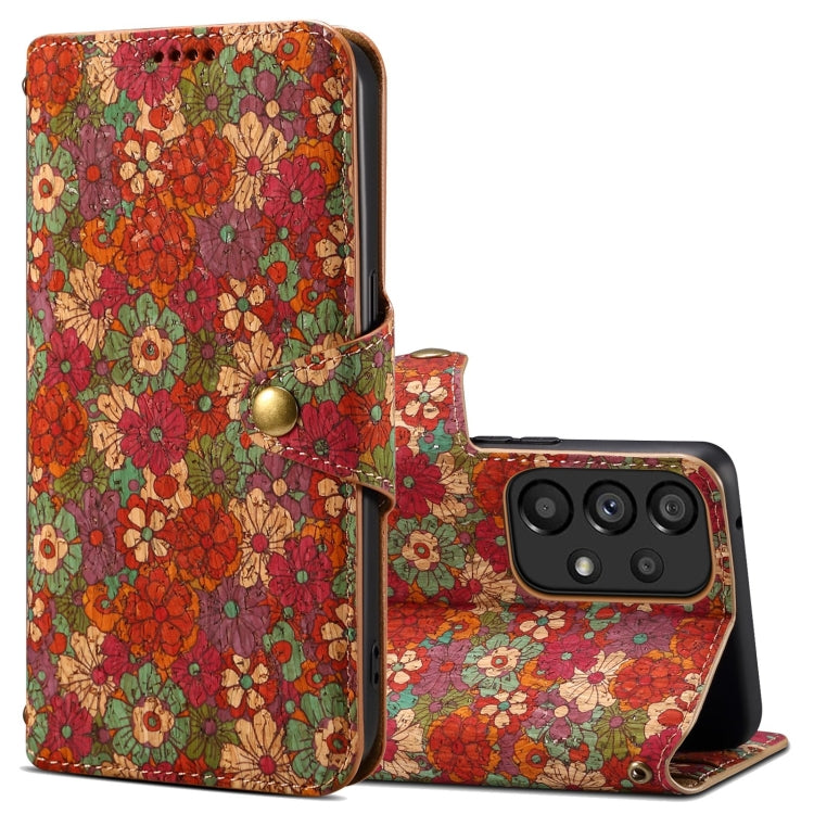 For Samsung Galaxy A32 Denior Flower Language Series Cork Fabric Oil Edge Leather Phone Case(Summer) - Galaxy Phone Cases by Denior | Online Shopping UK | buy2fix