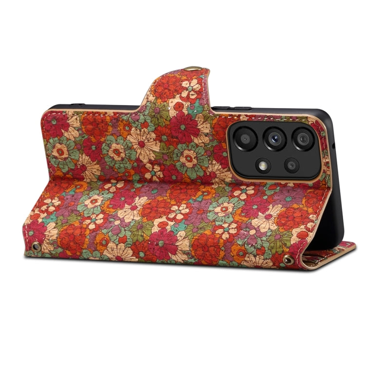 For Samsung Galaxy A32 Denior Flower Language Series Cork Fabric Oil Edge Leather Phone Case(Summer) - Galaxy Phone Cases by Denior | Online Shopping UK | buy2fix