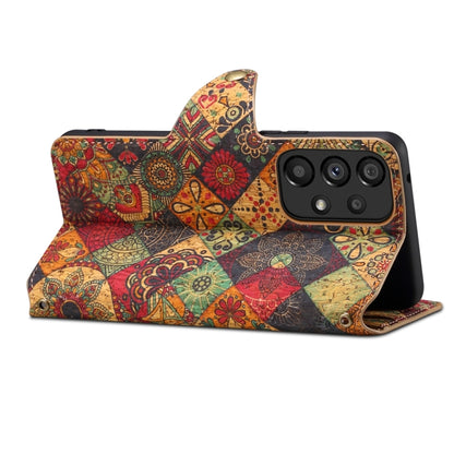 For Samsung Galaxy A32 Denior Flower Language Series Cork Fabric Oil Edge Leather Phone Case(Autumn) - Galaxy Phone Cases by Denior | Online Shopping UK | buy2fix