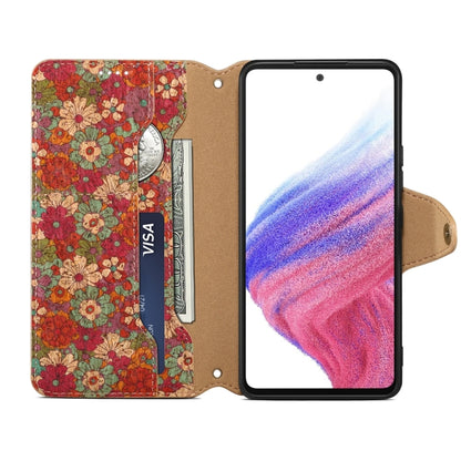 For Samsung Galaxy A52 Denior Flower Language Series Cork Fabric Oil Edge Leather Phone Case(Summer) - Galaxy Phone Cases by Denior | Online Shopping UK | buy2fix