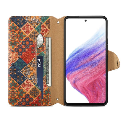 For Samsung Galaxy A52 Denior Flower Language Series Cork Fabric Oil Edge Leather Phone Case(Winter) - Galaxy Phone Cases by Denior | Online Shopping UK | buy2fix