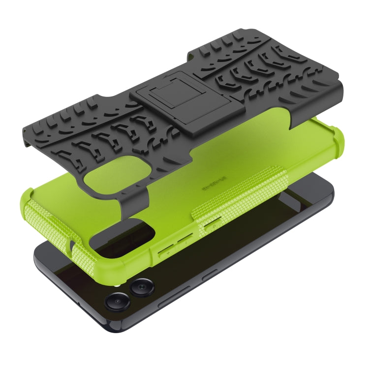 For Samsung Galaxy A05 4G Tire Texture TPU + PC Phone Case with Holder(Green) by buy2fix