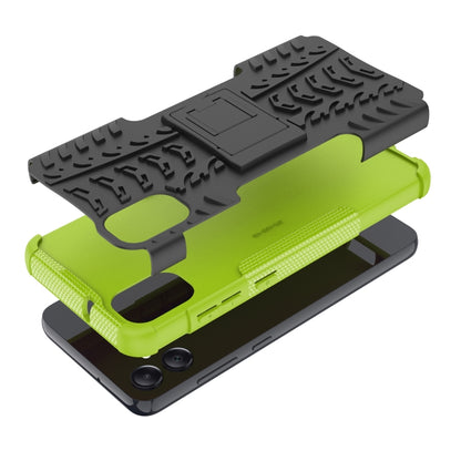 For Samsung Galaxy A05 4G Tire Texture TPU + PC Phone Case with Holder(Green) by buy2fix