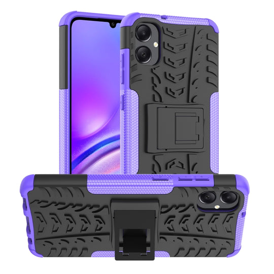For Samsung Galaxy A05 4G Tire Texture TPU + PC Phone Case with Holder(Purple)