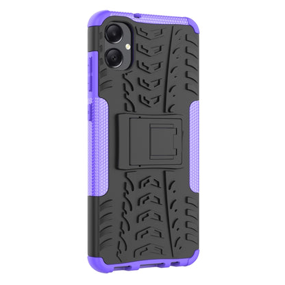 For Samsung Galaxy A05 4G Tire Texture TPU + PC Phone Case with Holder(Purple) by buy2fix