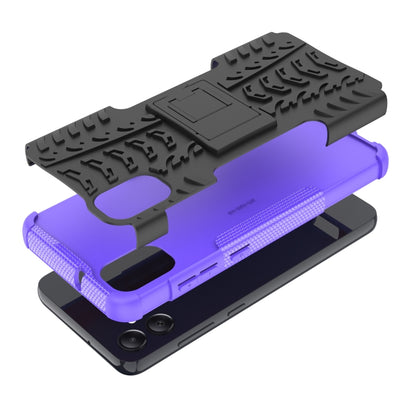 For Samsung Galaxy A05 4G Tire Texture TPU + PC Phone Case with Holder(Purple) by buy2fix