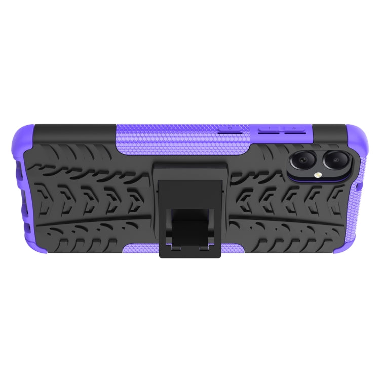For Samsung Galaxy A05 4G Tire Texture TPU + PC Phone Case with Holder(Purple) by buy2fix