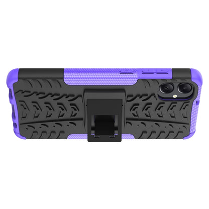 For Samsung Galaxy A05 4G Tire Texture TPU + PC Phone Case with Holder(Purple) by buy2fix