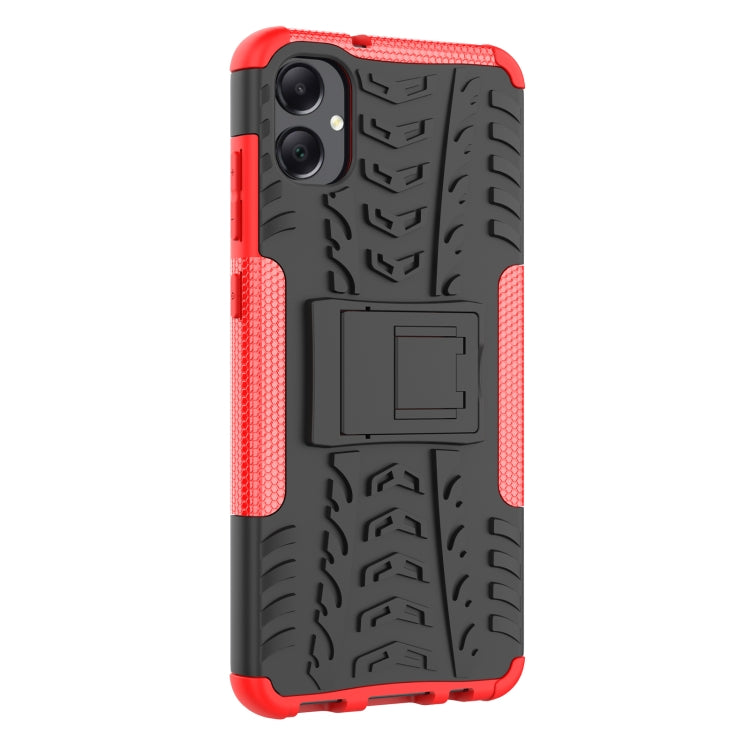 For Samsung Galaxy A05 4G Tire Texture TPU + PC Phone Case with Holder(Red) by buy2fix