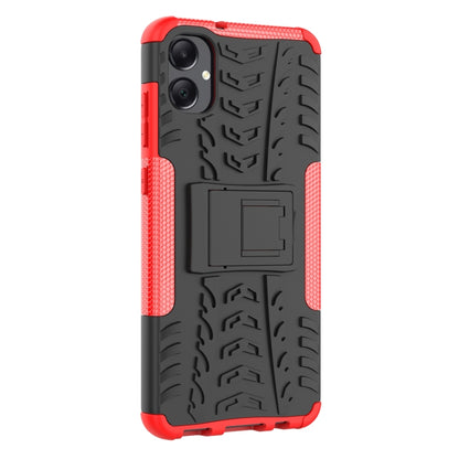 For Samsung Galaxy A05 4G Tire Texture TPU + PC Phone Case with Holder(Red) by buy2fix