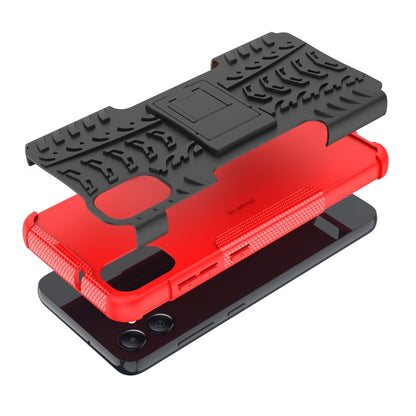 For Samsung Galaxy A05 4G Tire Texture TPU + PC Phone Case with Holder(Red) by buy2fix