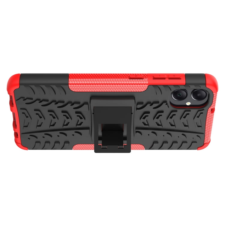 For Samsung Galaxy A05 4G Tire Texture TPU + PC Phone Case with Holder(Red) by buy2fix
