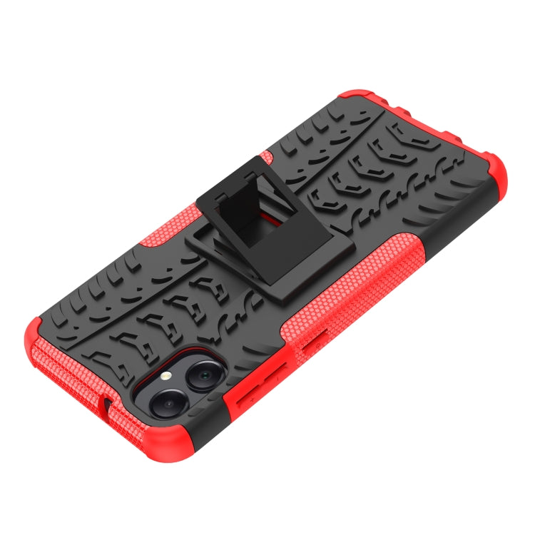 For Samsung Galaxy A05 4G Tire Texture TPU + PC Phone Case with Holder(Red) by buy2fix