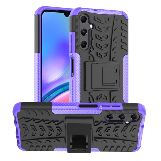 For Samsung Galaxy A05s Tire Texture TPU + PC Phone Case with Holder(Purple)