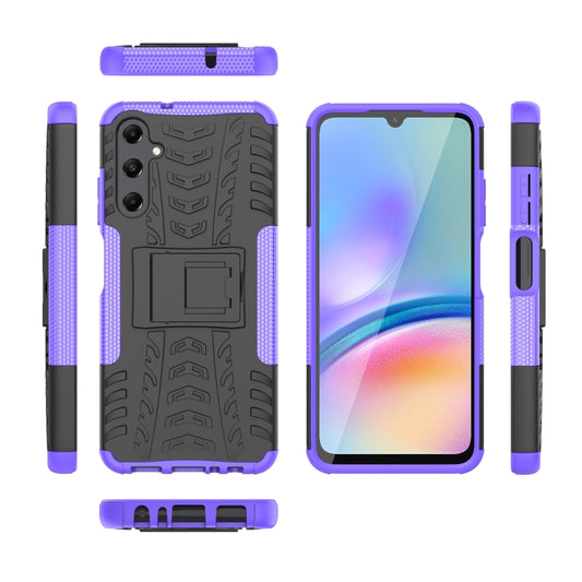 For Samsung Galaxy A05s Tire Texture TPU + PC Phone Case with Holder(Purple) by buy2fix