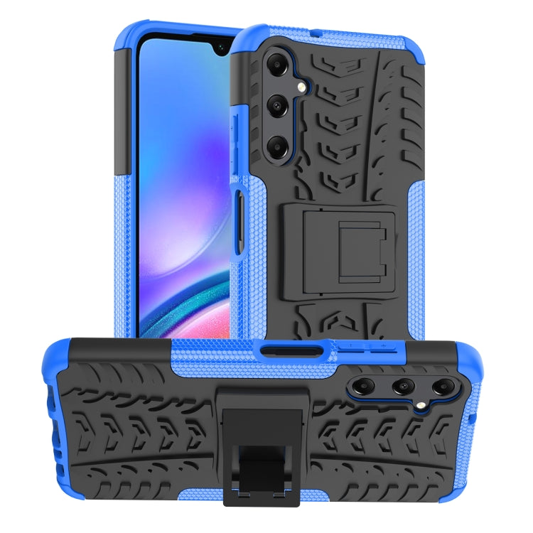 For Samsung Galaxy A05s Tire Texture TPU + PC Phone Case with Holder(Blue) by buy2fix