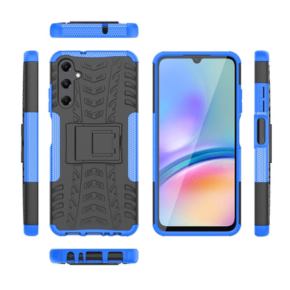 For Samsung Galaxy A05s Tire Texture TPU + PC Phone Case with Holder(Blue) by buy2fix