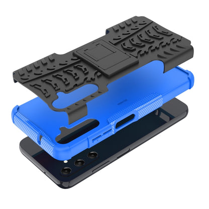 For Samsung Galaxy A05s Tire Texture TPU + PC Phone Case with Holder(Blue) by buy2fix