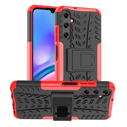 For Samsung Galaxy A05s Tire Texture TPU + PC Phone Case with Holder(Red) by buy2fix