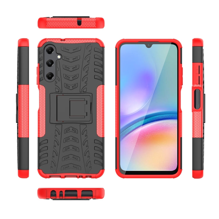 For Samsung Galaxy A05s Tire Texture TPU + PC Phone Case with Holder(Red) by buy2fix