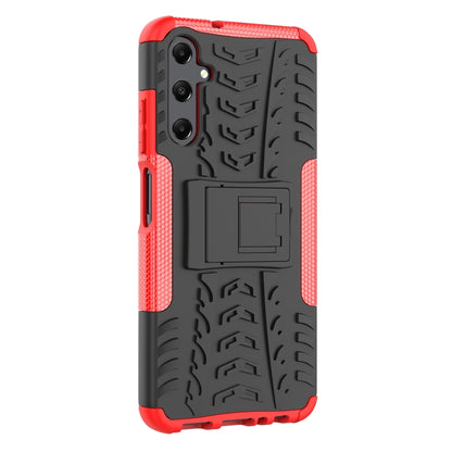For Samsung Galaxy A05s Tire Texture TPU + PC Phone Case with Holder(Red) by buy2fix