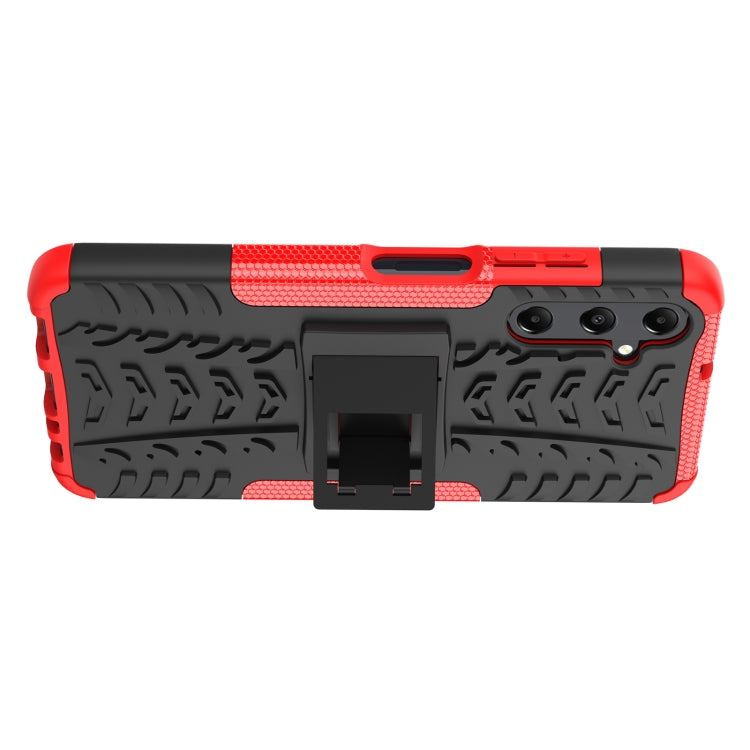 For Samsung Galaxy A05s Tire Texture TPU + PC Phone Case with Holder(Red) by buy2fix