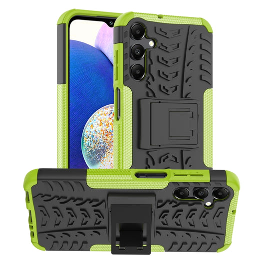 For Samsung Galaxy A15 Tire Texture TPU + PC Phone Case with Holder(Green) by buy2fix