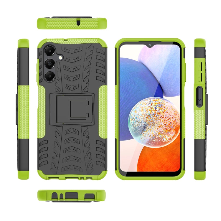 For Samsung Galaxy A15 Tire Texture TPU + PC Phone Case with Holder(Green) by buy2fix