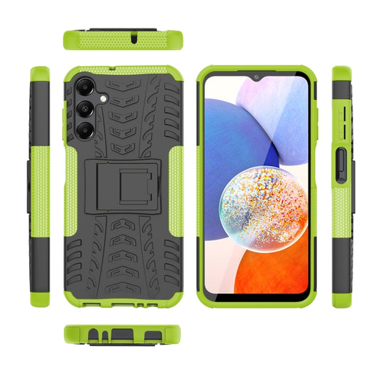 For Samsung Galaxy A15 Tire Texture TPU + PC Phone Case with Holder(Green) by buy2fix
