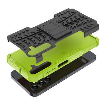 For Samsung Galaxy A15 Tire Texture TPU + PC Phone Case with Holder(Green) by buy2fix