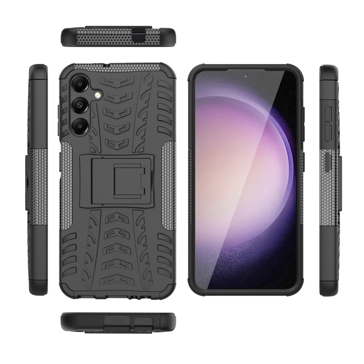 For Samsung Galaxy A15 Tire Texture TPU + PC Phone Case with Holder(Black) by buy2fix