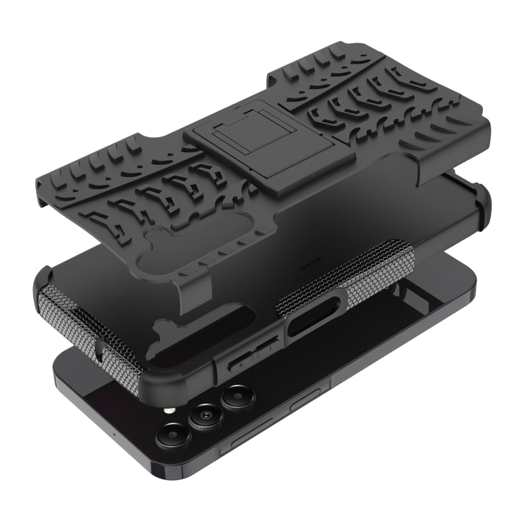 For Samsung Galaxy A15 Tire Texture TPU + PC Phone Case with Holder(Black) by buy2fix