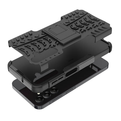 For Samsung Galaxy A15 Tire Texture TPU + PC Phone Case with Holder(Black) by buy2fix