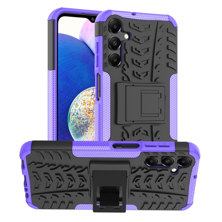 For Samsung Galaxy A15 Tire Texture TPU + PC Phone Case with Holder(Purple) by buy2fix