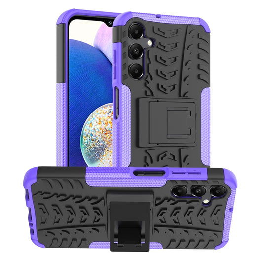 For Samsung Galaxy A15 Tire Texture TPU + PC Phone Case with Holder(Purple) by buy2fix