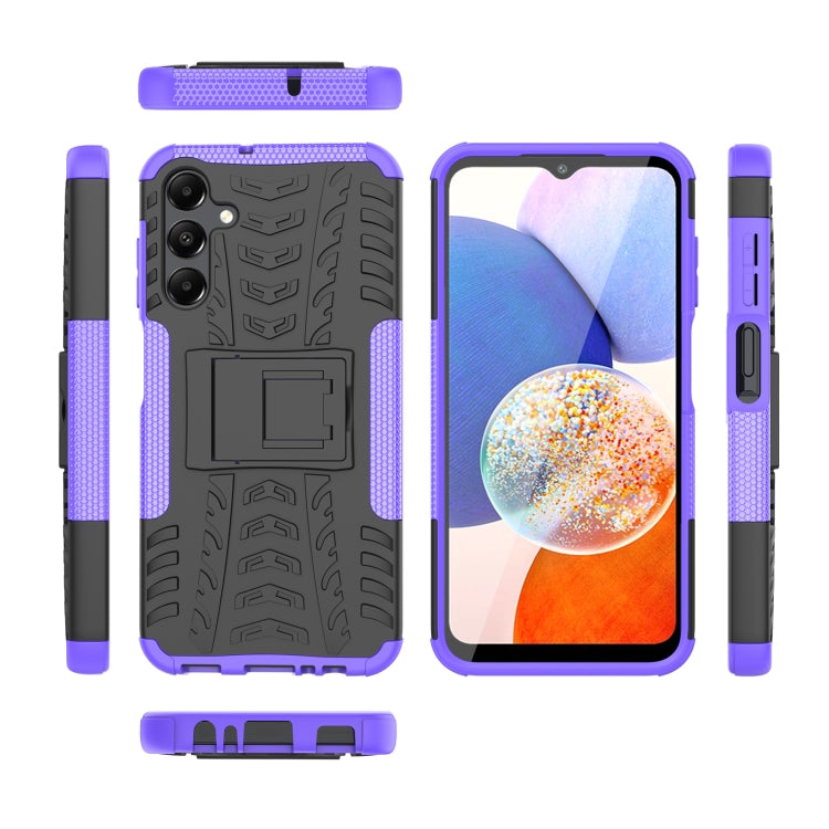 For Samsung Galaxy A15 Tire Texture TPU + PC Phone Case with Holder(Purple) by buy2fix