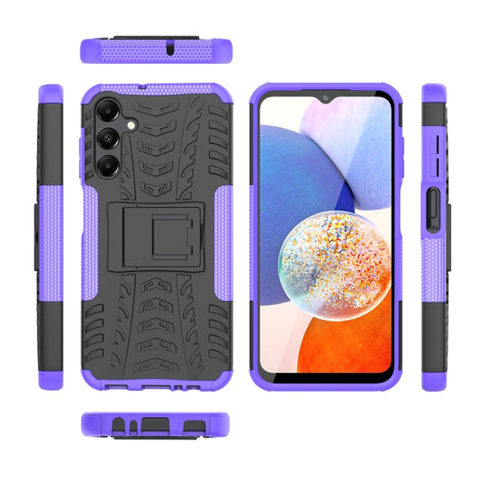 For Samsung Galaxy A15 Tire Texture TPU + PC Phone Case with Holder(Purple) by buy2fix