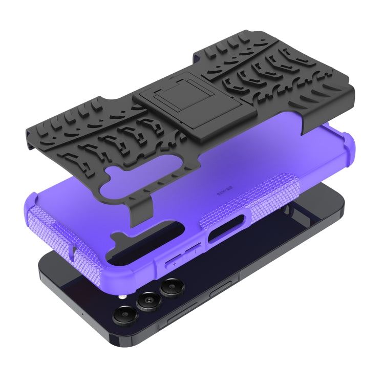 For Samsung Galaxy A15 Tire Texture TPU + PC Phone Case with Holder(Purple) by buy2fix