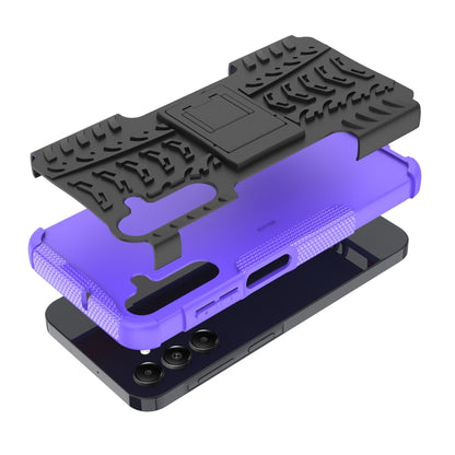 For Samsung Galaxy A15 Tire Texture TPU + PC Phone Case with Holder(Purple) by buy2fix