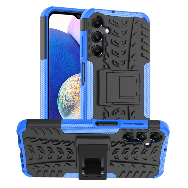 For Samsung Galaxy A15 Tire Texture TPU + PC Phone Case with Holder(Blue) by buy2fix