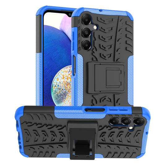 For Samsung Galaxy A15 Tire Texture TPU + PC Phone Case with Holder(Blue)