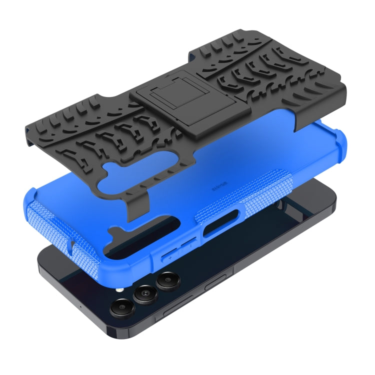 For Samsung Galaxy A15 Tire Texture TPU + PC Phone Case with Holder(Blue) by buy2fix