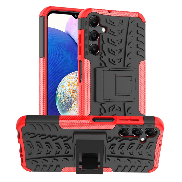 For Samsung Galaxy A15 Tire Texture TPU + PC Phone Case with Holder(Red) by buy2fix