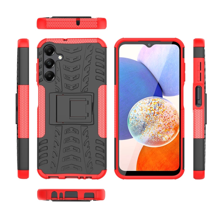 For Samsung Galaxy A15 Tire Texture TPU + PC Phone Case with Holder(Red) by buy2fix