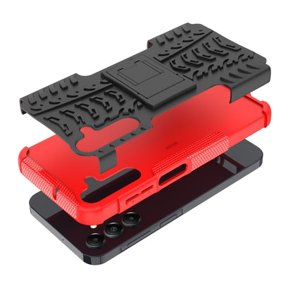 For Samsung Galaxy A15 Tire Texture TPU + PC Phone Case with Holder(Red) by buy2fix