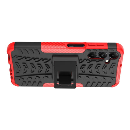 For Samsung Galaxy A15 Tire Texture TPU + PC Phone Case with Holder(Red) by buy2fix